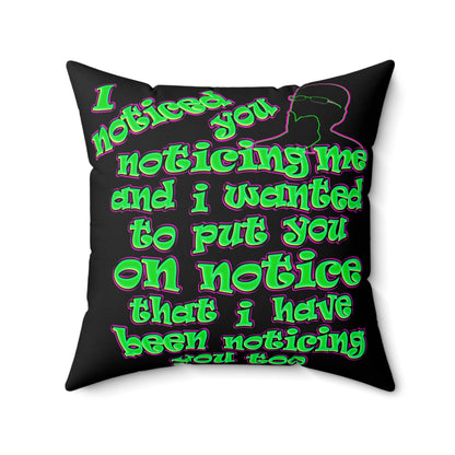 noticed you noticing - Faux Suede Square Pillow - (black)