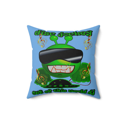 disc jockey - Spun Polyester Square Pillow - (light blue)