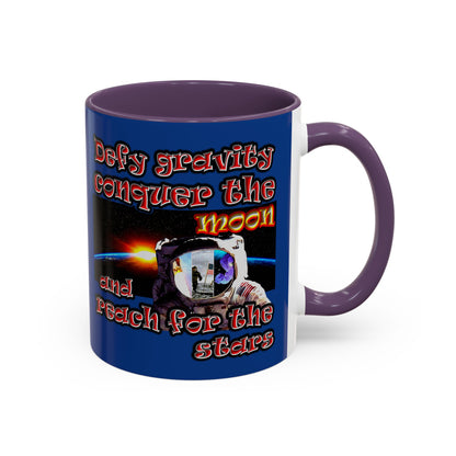 defy conquer reach - Accent Mug (dark blue)
