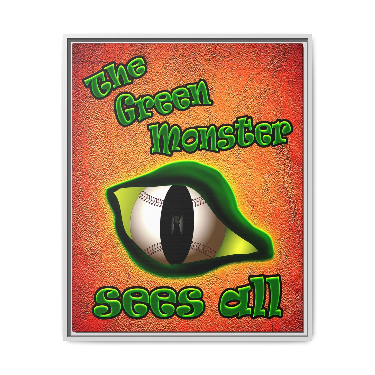 green monster - framed canvas art (burnt orange)