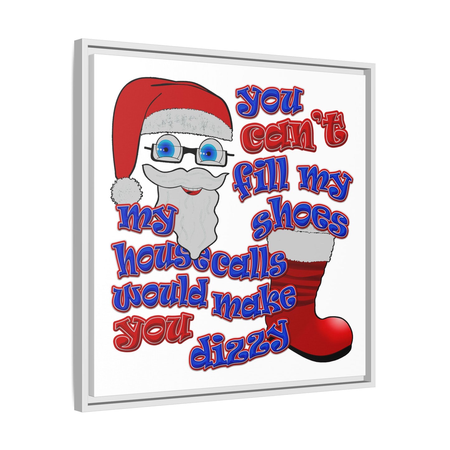 santa's shoes - framed canvas art (white)