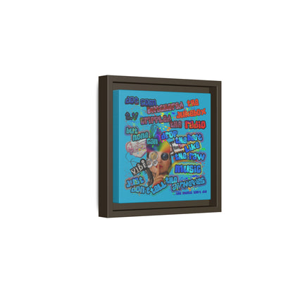drop the beat - framed canvas art (turquoise)