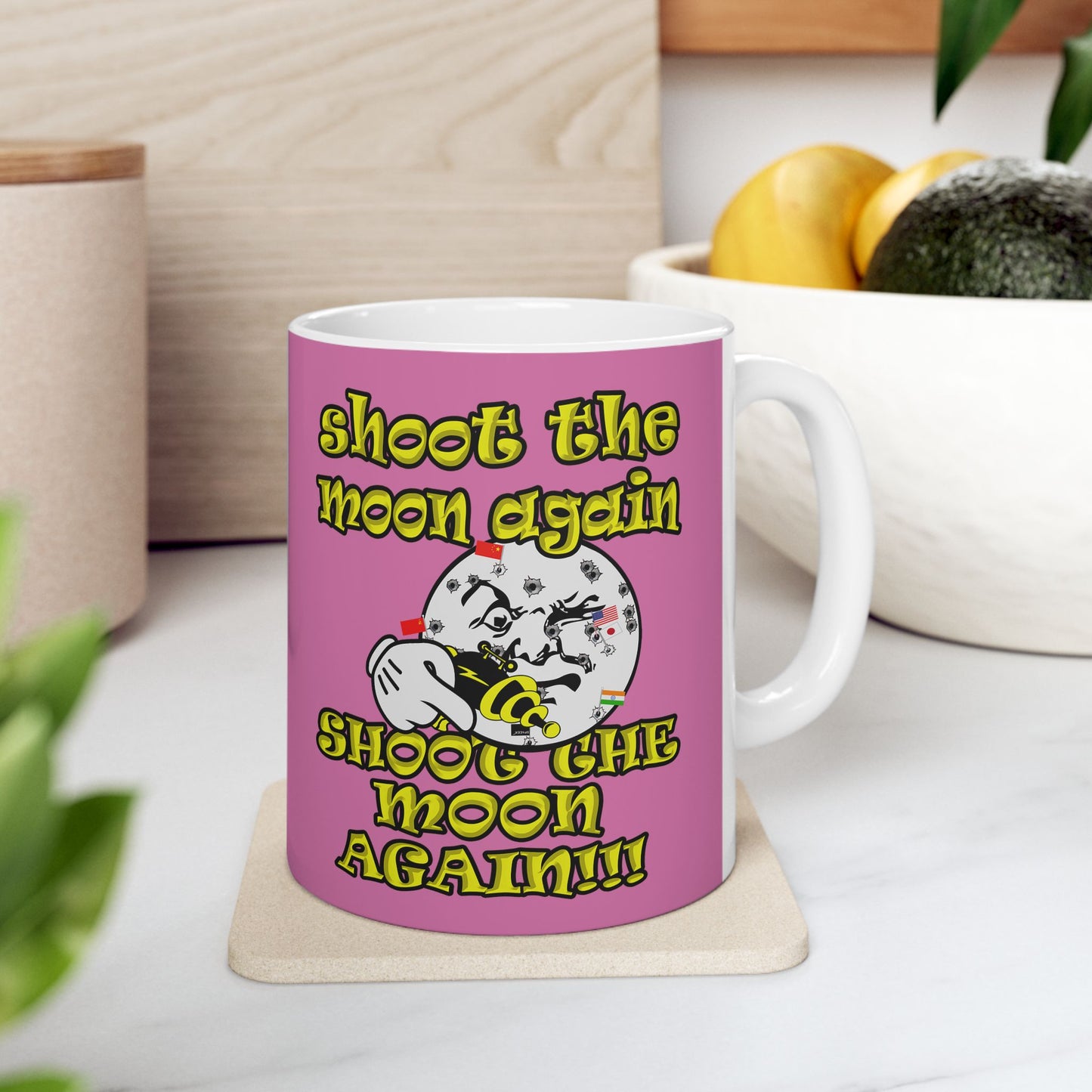 shoot the moon again - White Mug (light pink)