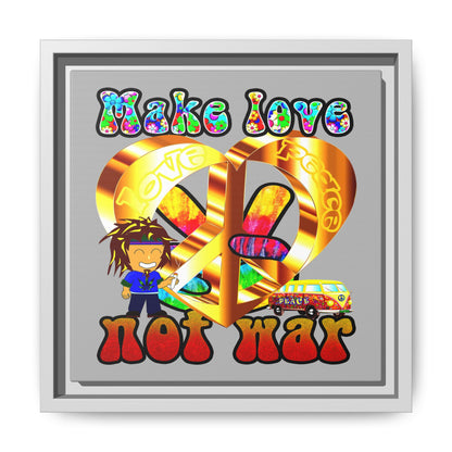 love peace - framed canvas art (light grey)