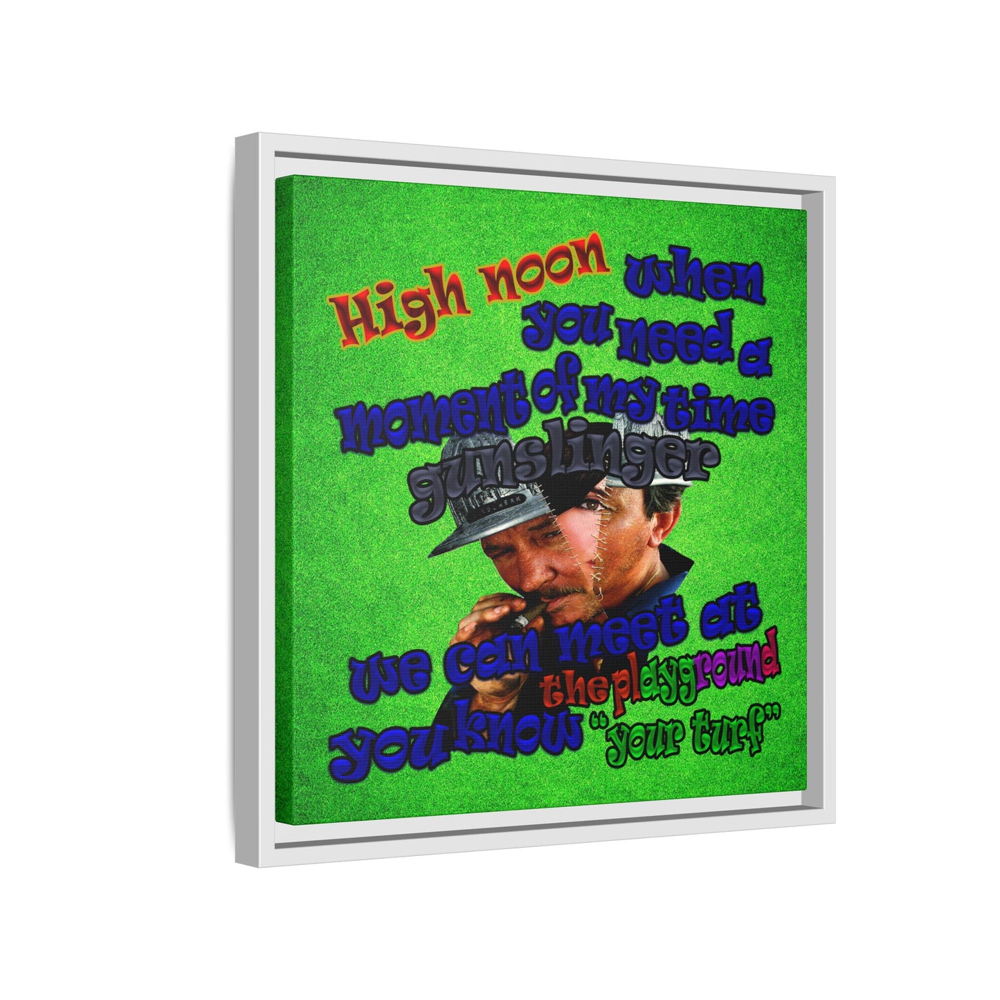 high noon - framed canvas art (green turf)