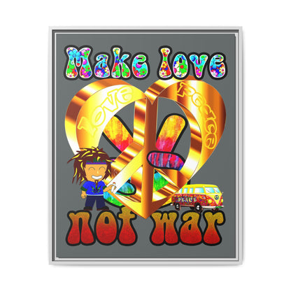 love peace - framed canvas art (dark grey)
