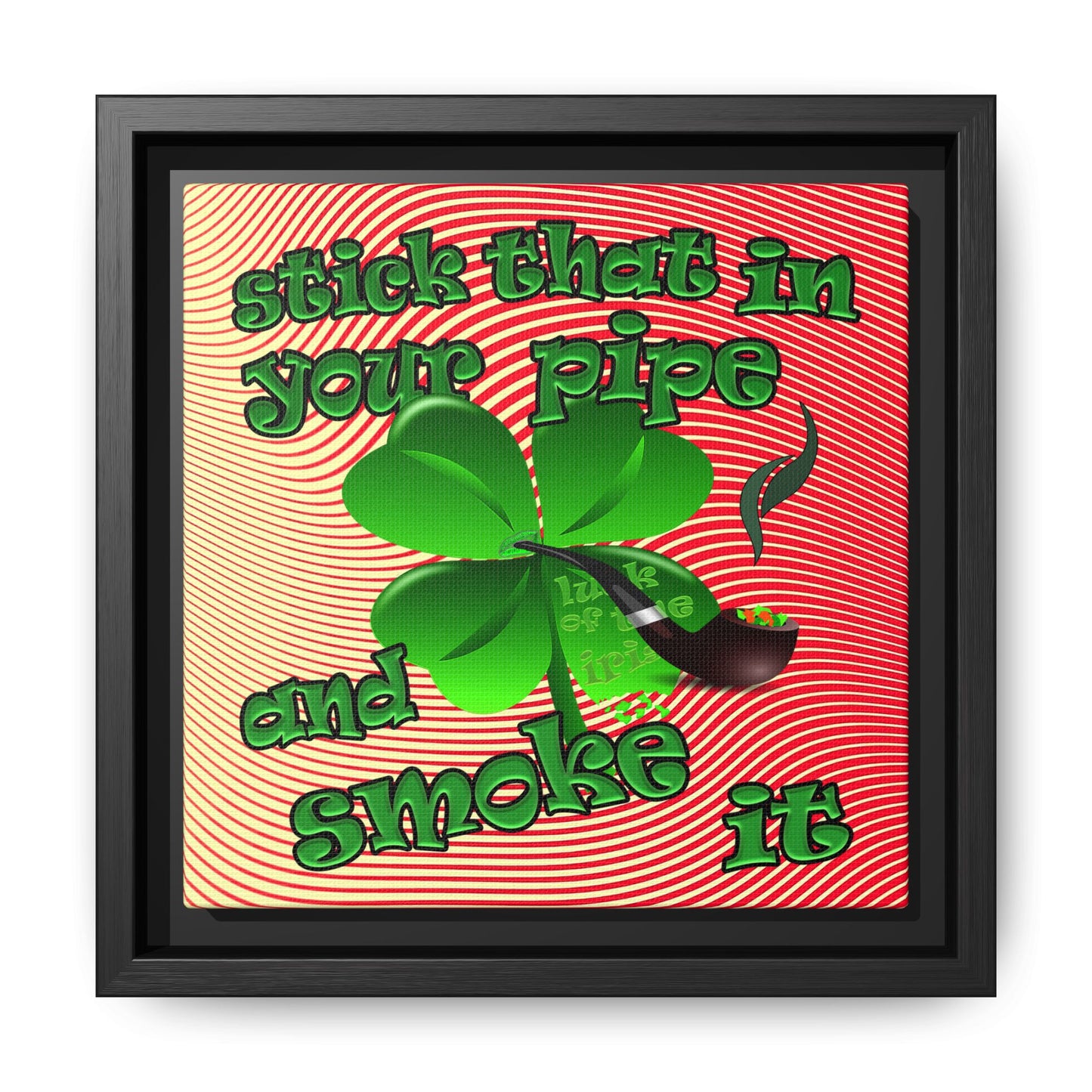 stick that in your pipe and smoke it - framed canvas art (yellow-orange wave)