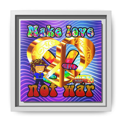 love peace - framed canvas art (purple wave)