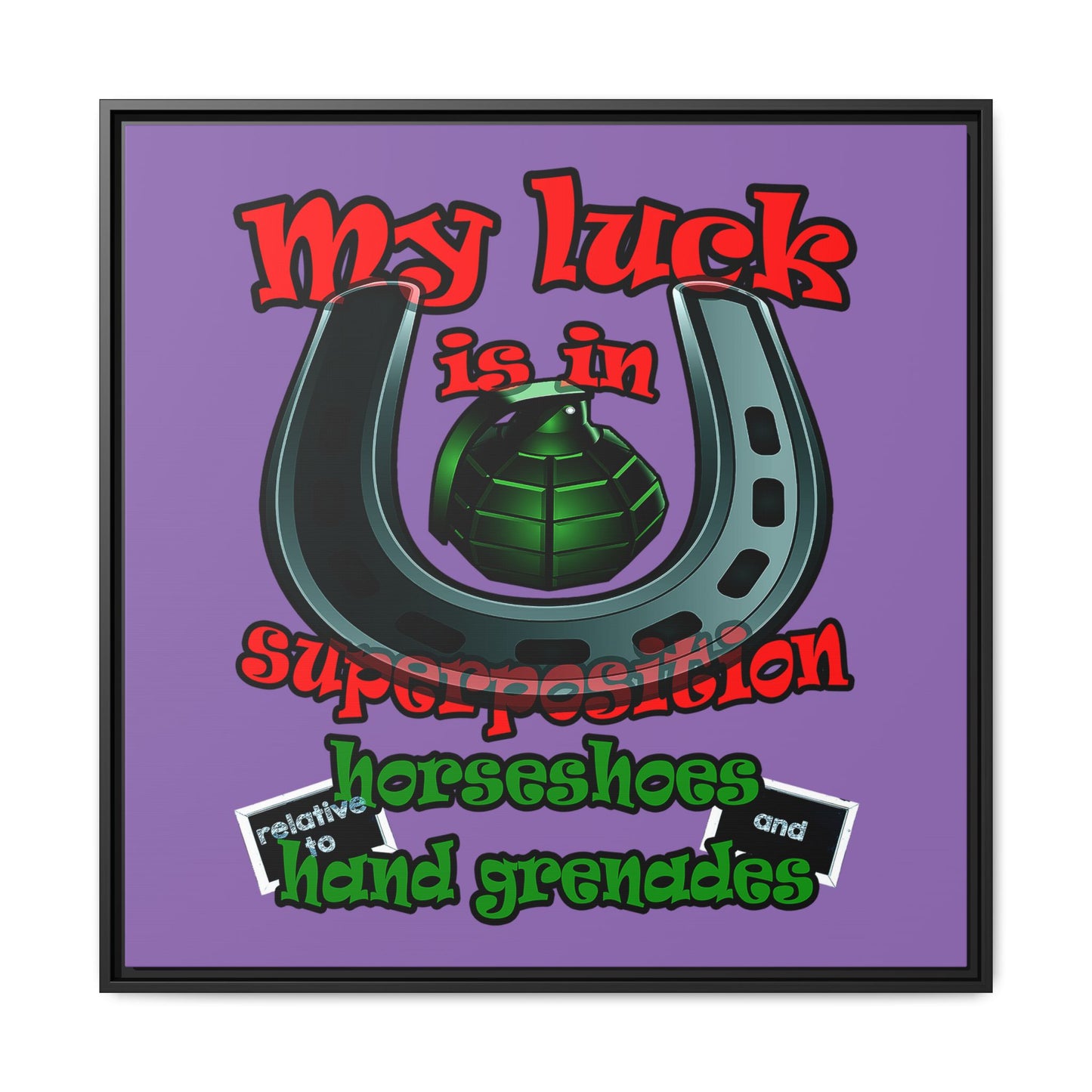 my luck - framed canvas art (light purple)