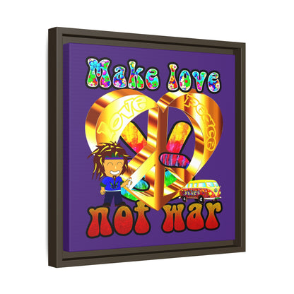 love peace - framed canvas art (purple)