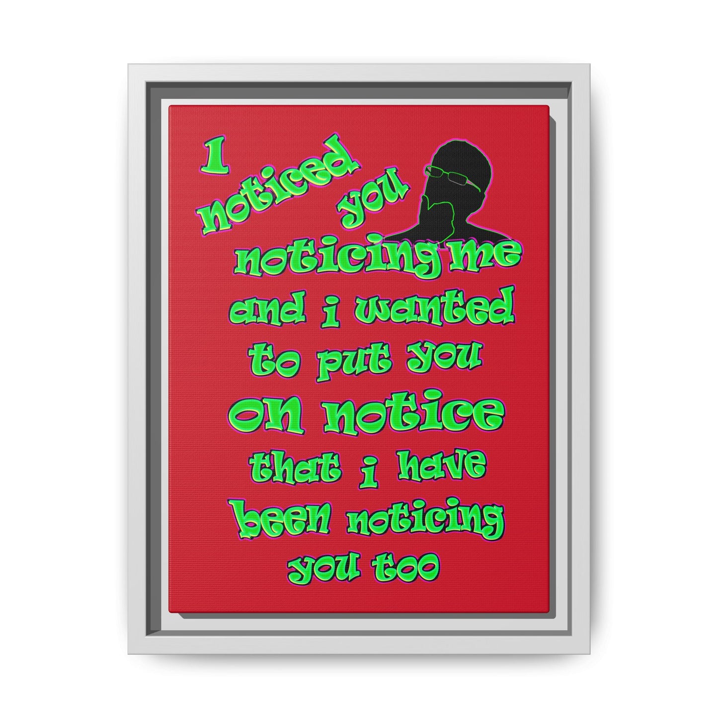 noticed you noticing - framed canvas art (dark red)