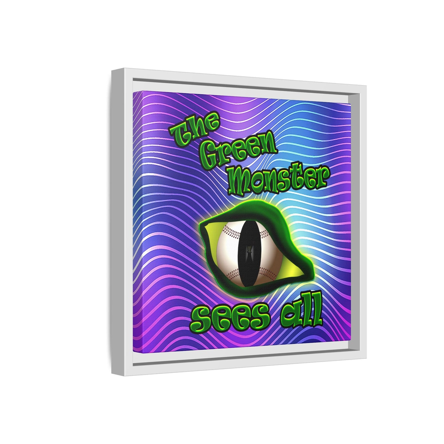 green monster - framed canvas art (purple wave)