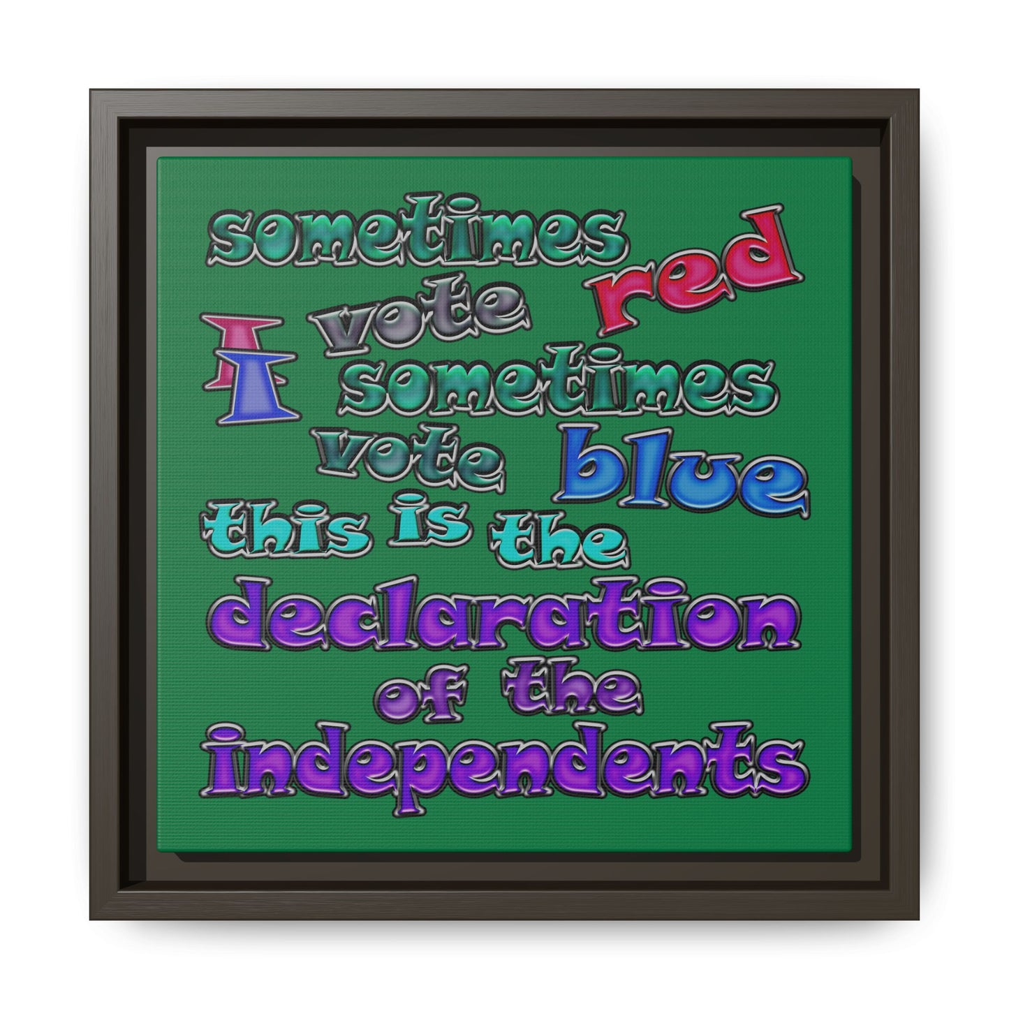 declaration of the independents - framed canvas art (dark green)