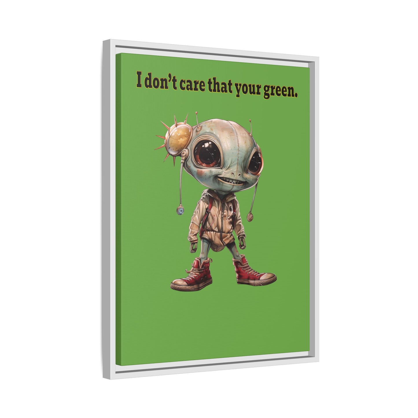 I don't care that your green - framed canvas art (green)
