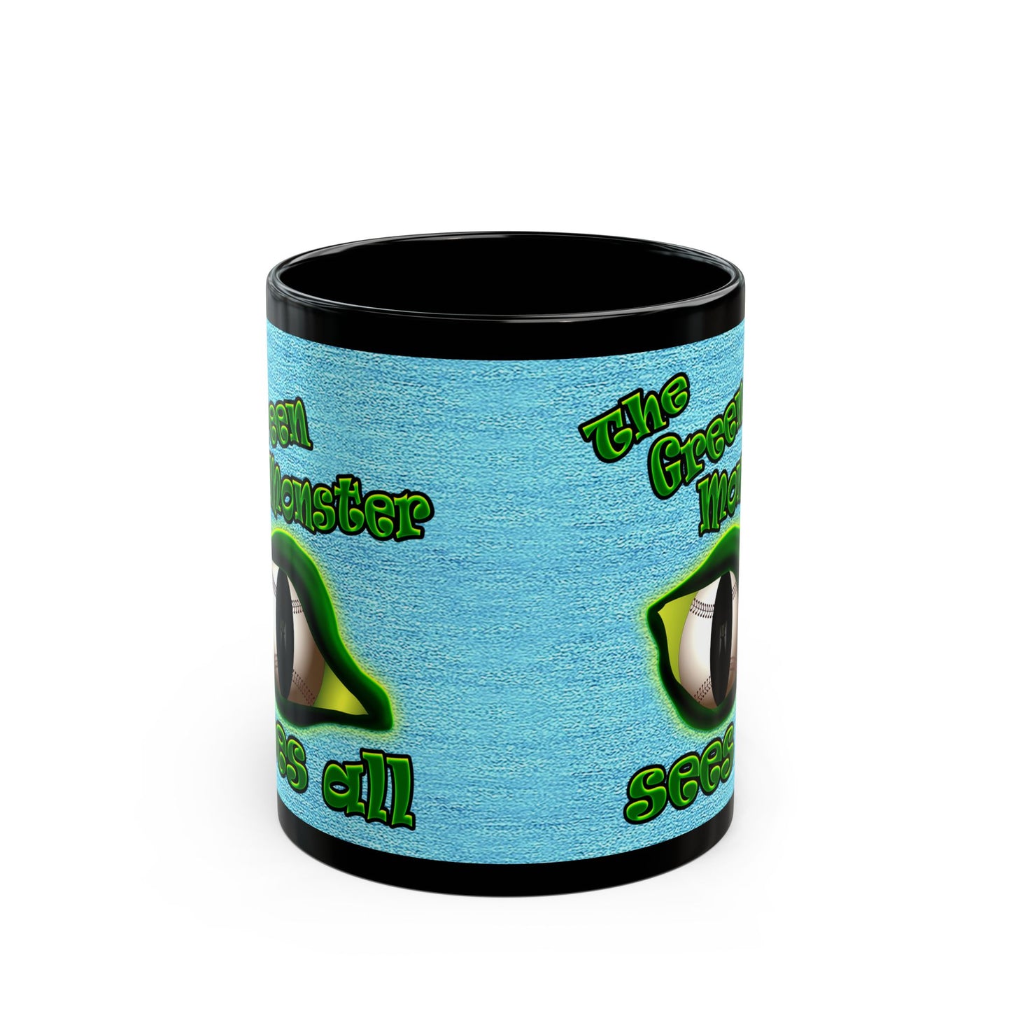 green monster - Black Mug (faded blue)