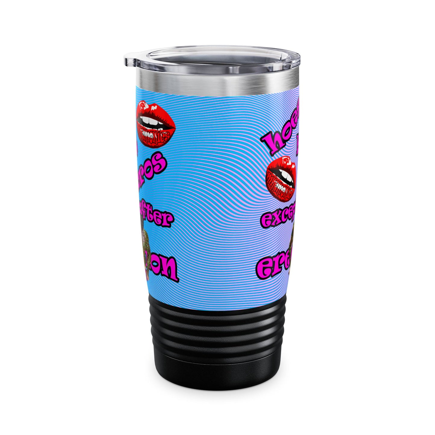 hoes b4 bros - Ringneck Tumbler, 20oz (light blue-purple wave)