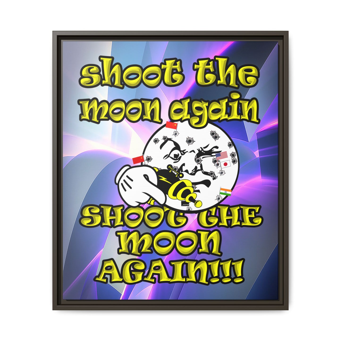 shoot the moon again - framed canvas art (grey-pink wave)