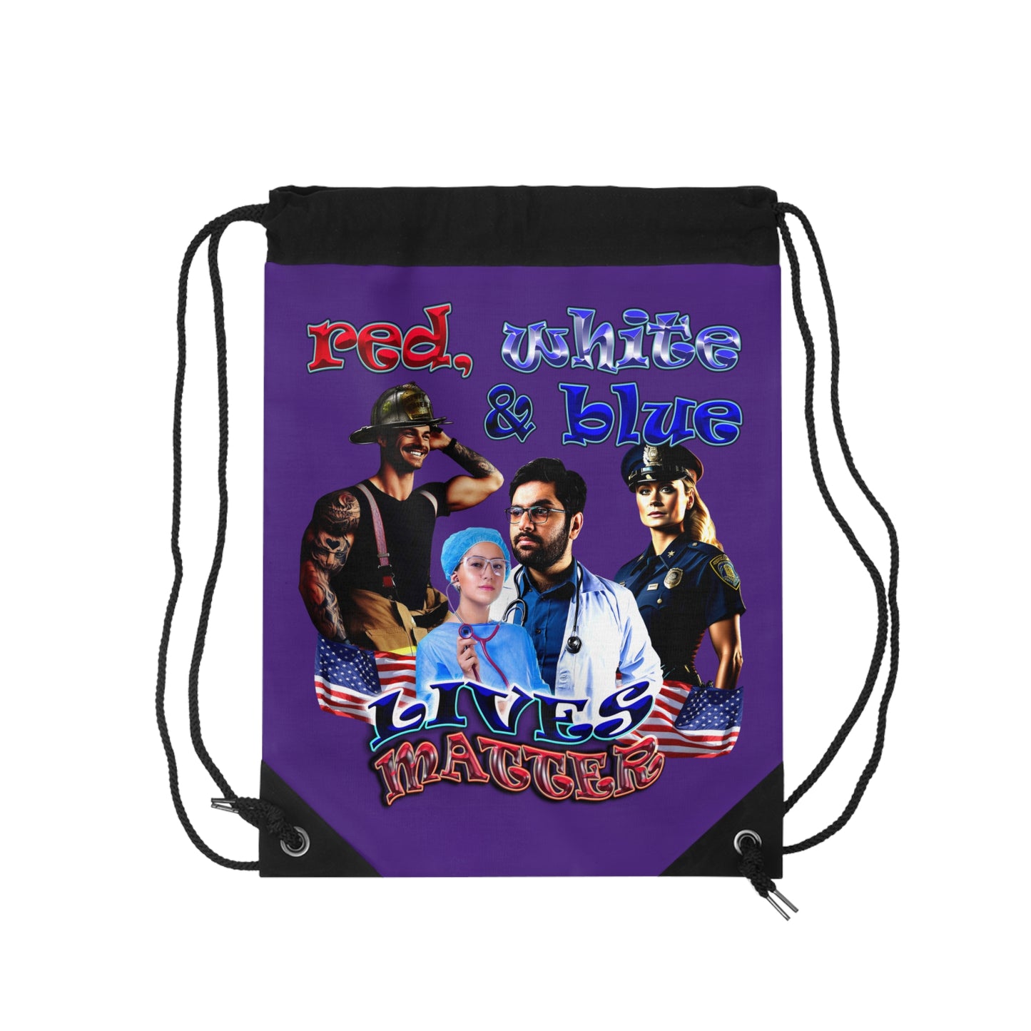 rw&b lives matter - Drawstring Bag (purple)