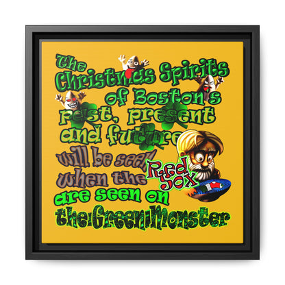 christmas spirits of boston - framed canvas art (yellow)
