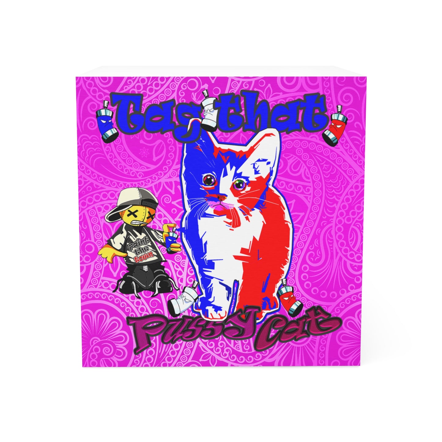 tag that - note cube (pink swirl)