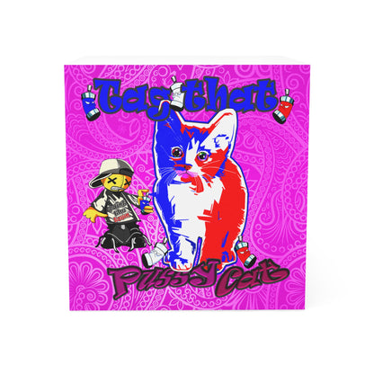 tag that - note cube (pink swirl)