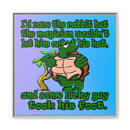 turtle race - framed canvas art (light blue-purple wave)