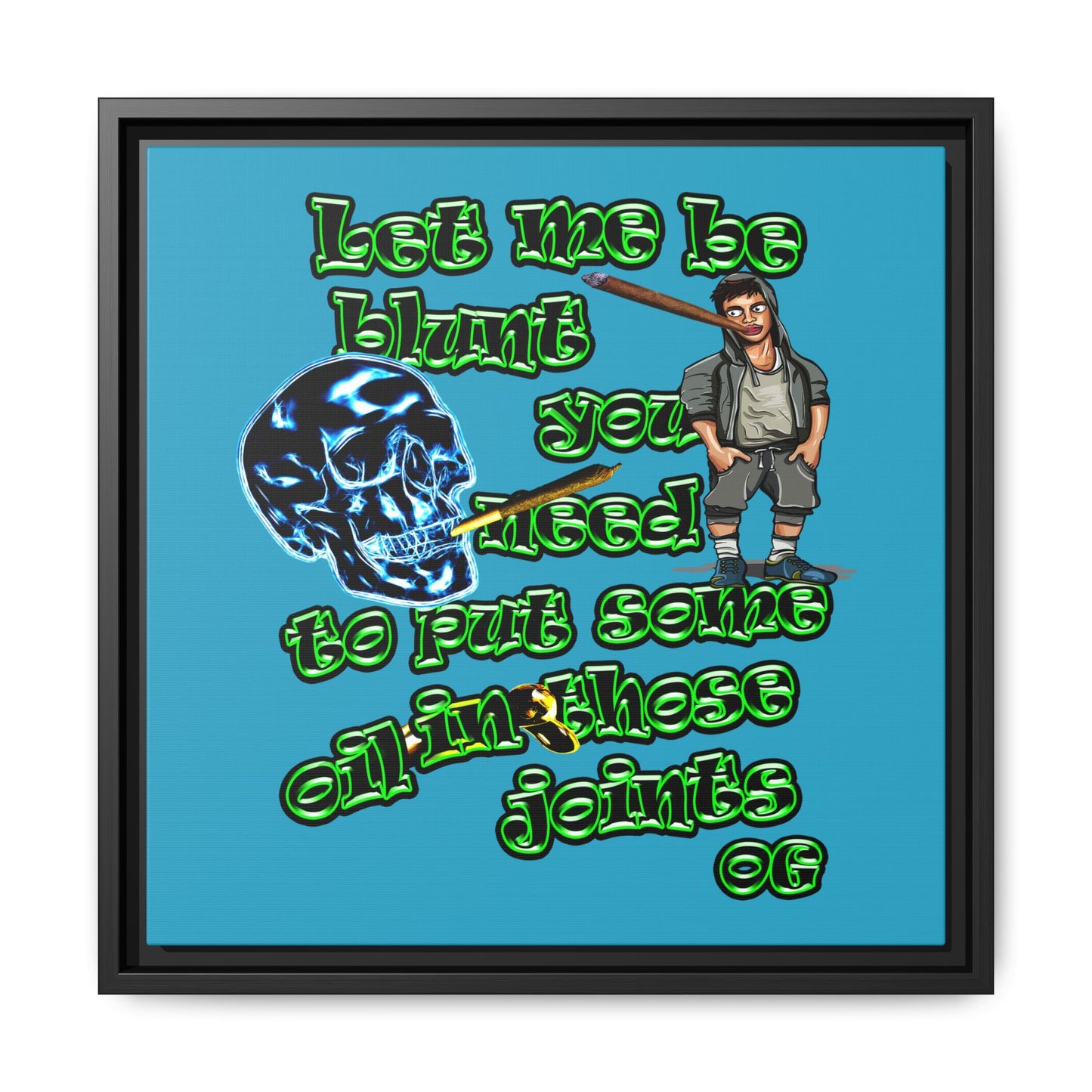 og - framed canvas art (turquoise)