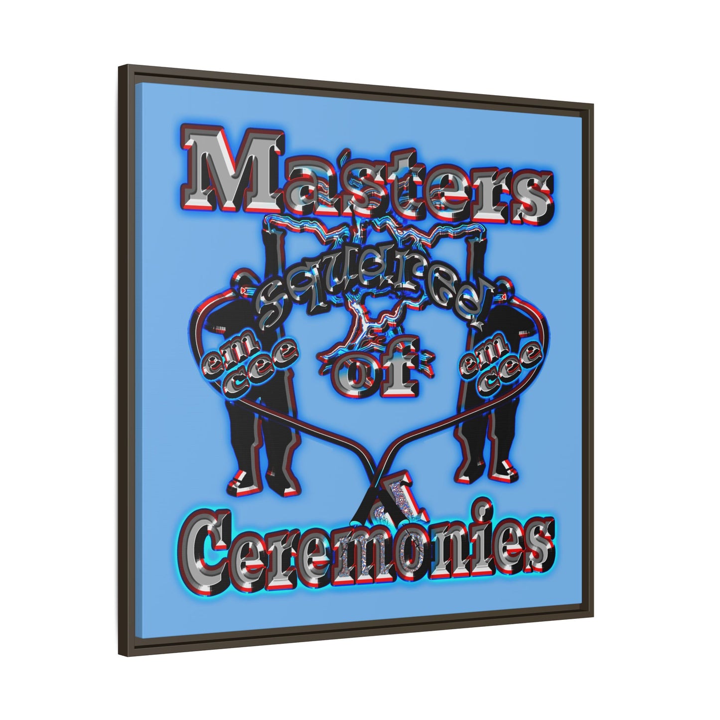 em cee squared - framed canvas art (light blue)