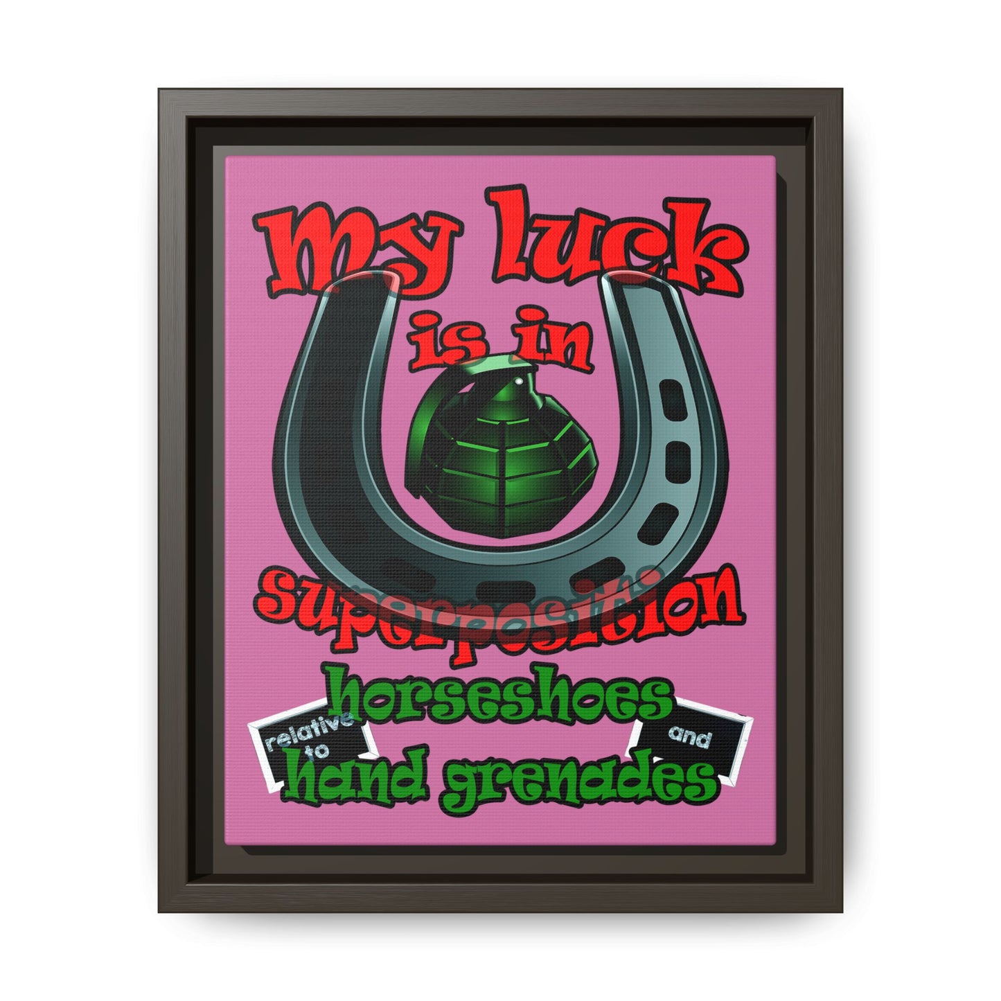 my luck - framed canvas art (light pink)