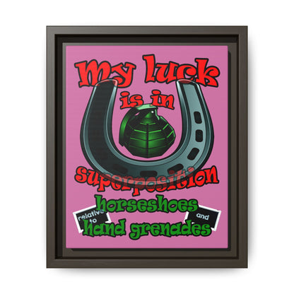 my luck - framed canvas art (light pink)