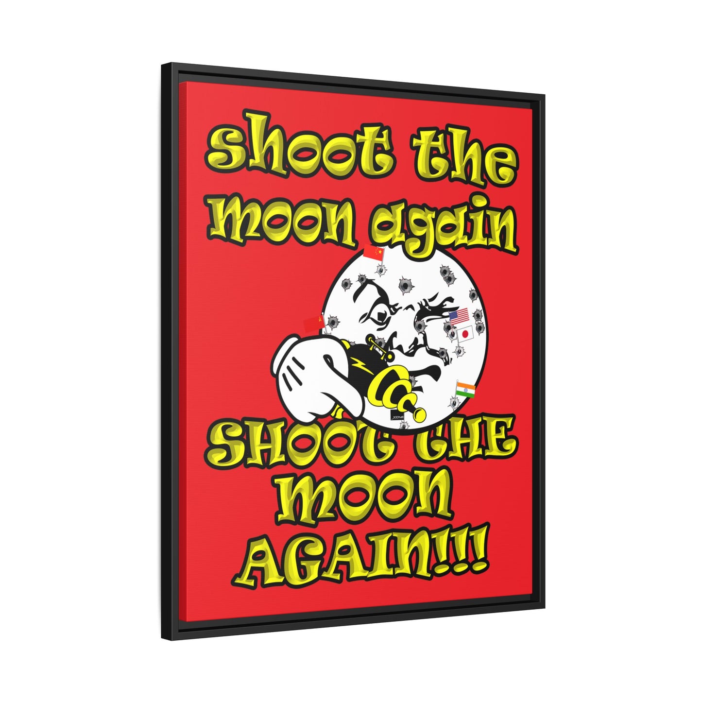 shoot the moon again - framed canvas art (red)
