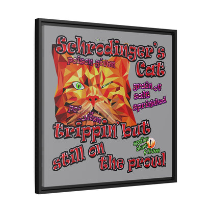 schrodinger's cat - framed canvas art (grey)