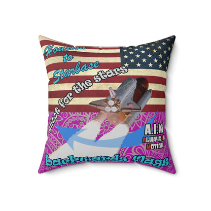 shoot for the stars - Spun Polyester Square Pillow - (pink swirl)