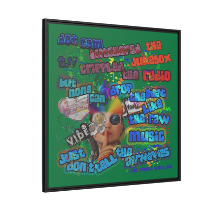 drop the beat - framed canvas art (dark green)