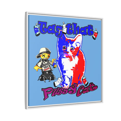 tag that - framed canvas art (light blue)