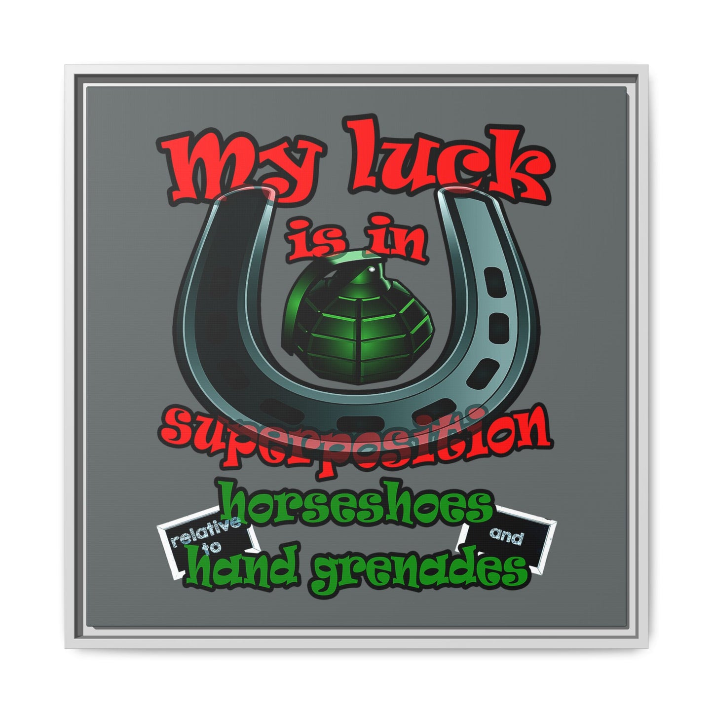 my luck - framed canvas art (dark grey)