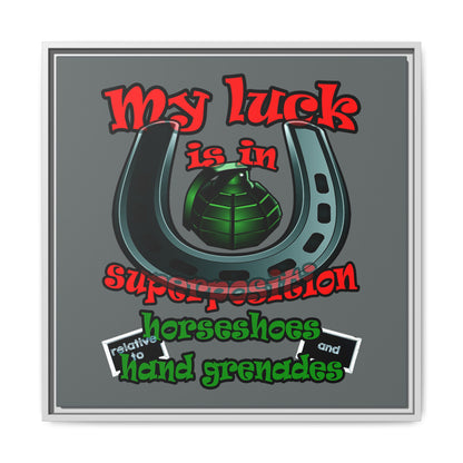 my luck - framed canvas art (dark grey)