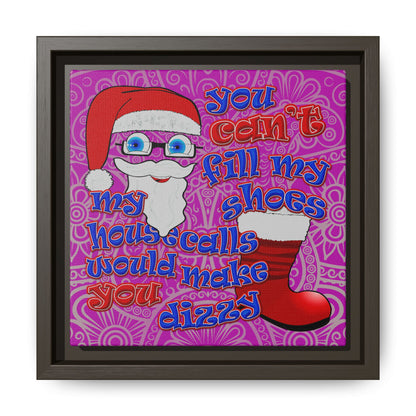 santa's shoes - framed canvas art (pink swirl)