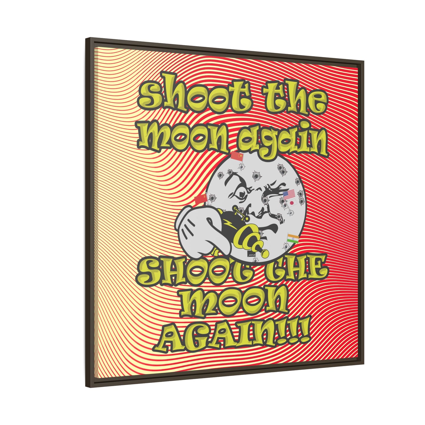 shoot the moon again - framed canvas art (yellow-orange wave)