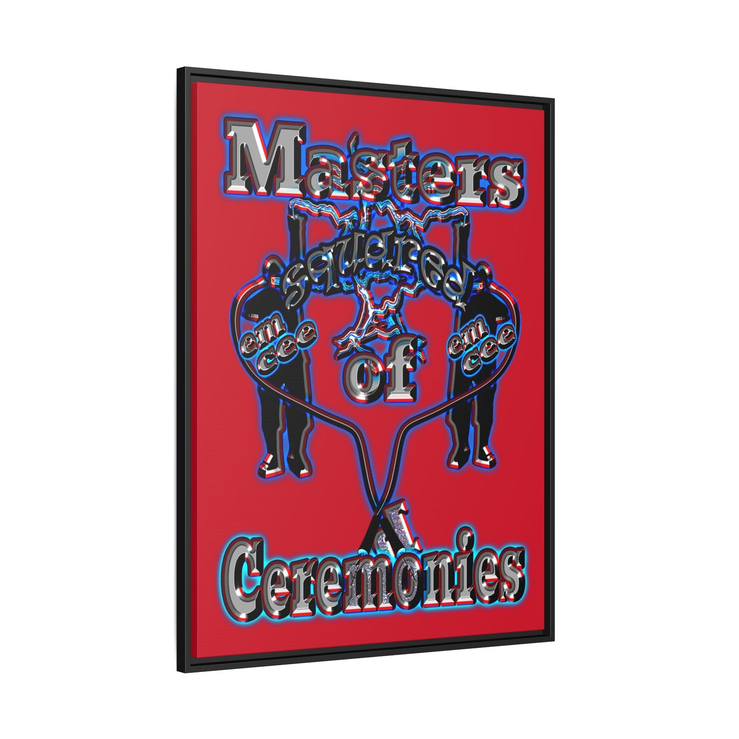 em cee squared - framed canvas art (dark red)