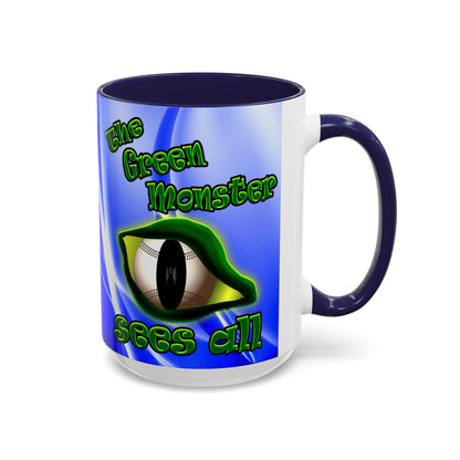 green monster - Accent Mug (blue-white wave)