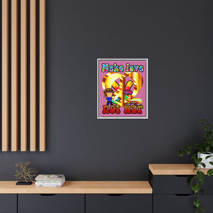 love peace - framed canvas art (light pink)