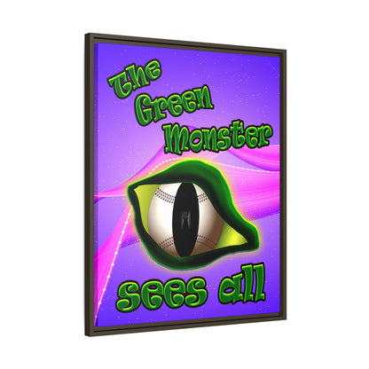 green monster - framed canvas art (purple-pink wave)