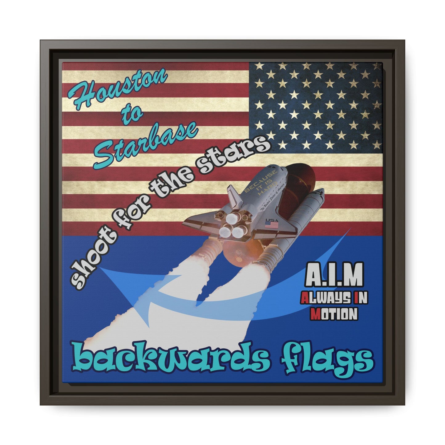 shoot for the stars - framed canvas art (dark blue)