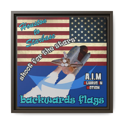 shoot for the stars - framed canvas art (dark blue)