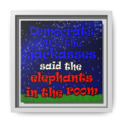 donkeys and elephants - framed canvas art ('snoops' background)