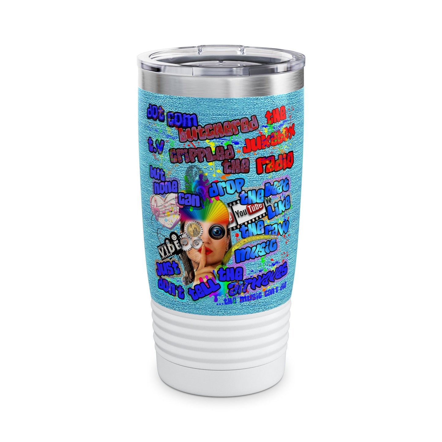 drop the beat - Ringneck Tumbler, 20oz  (faded blue)