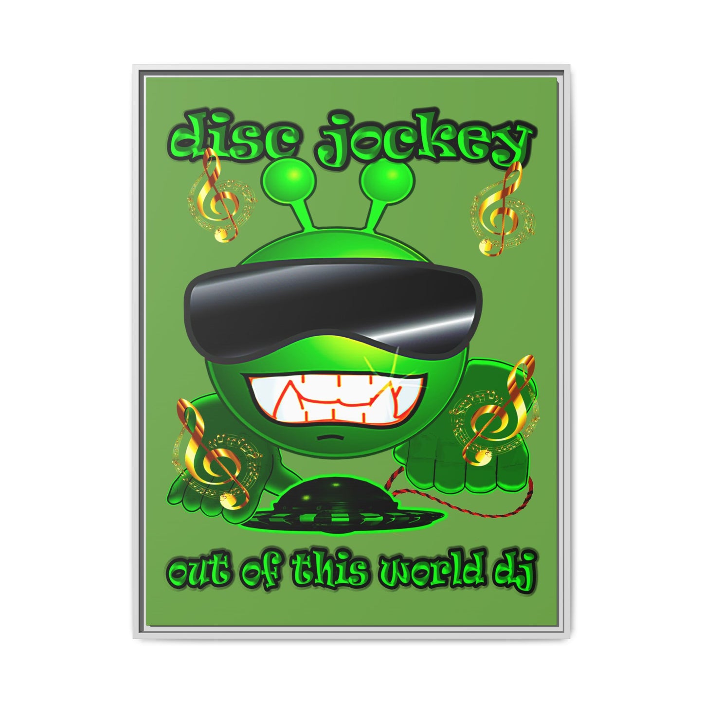 disc jockey - framed canvas art (green)