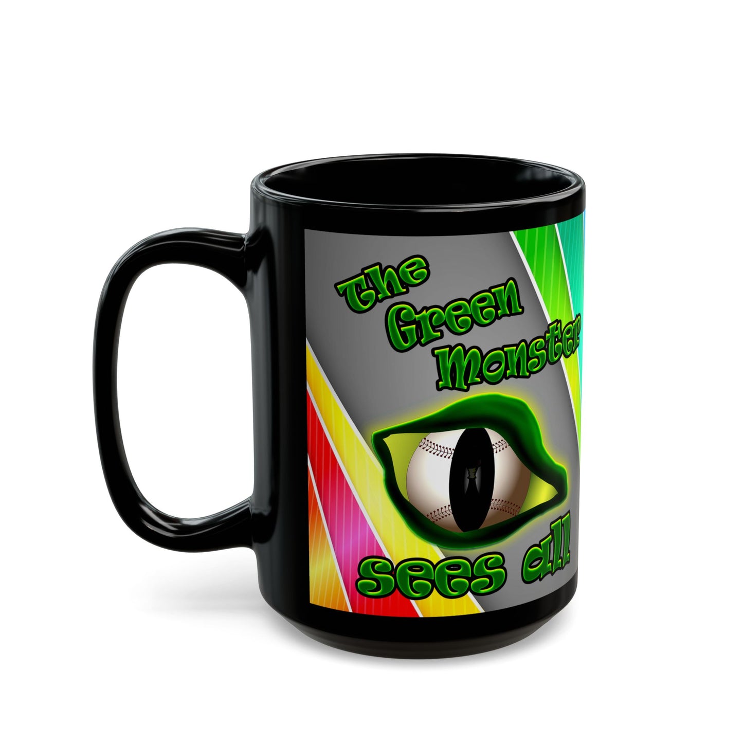 green monster - Black Mug (rainbow split)