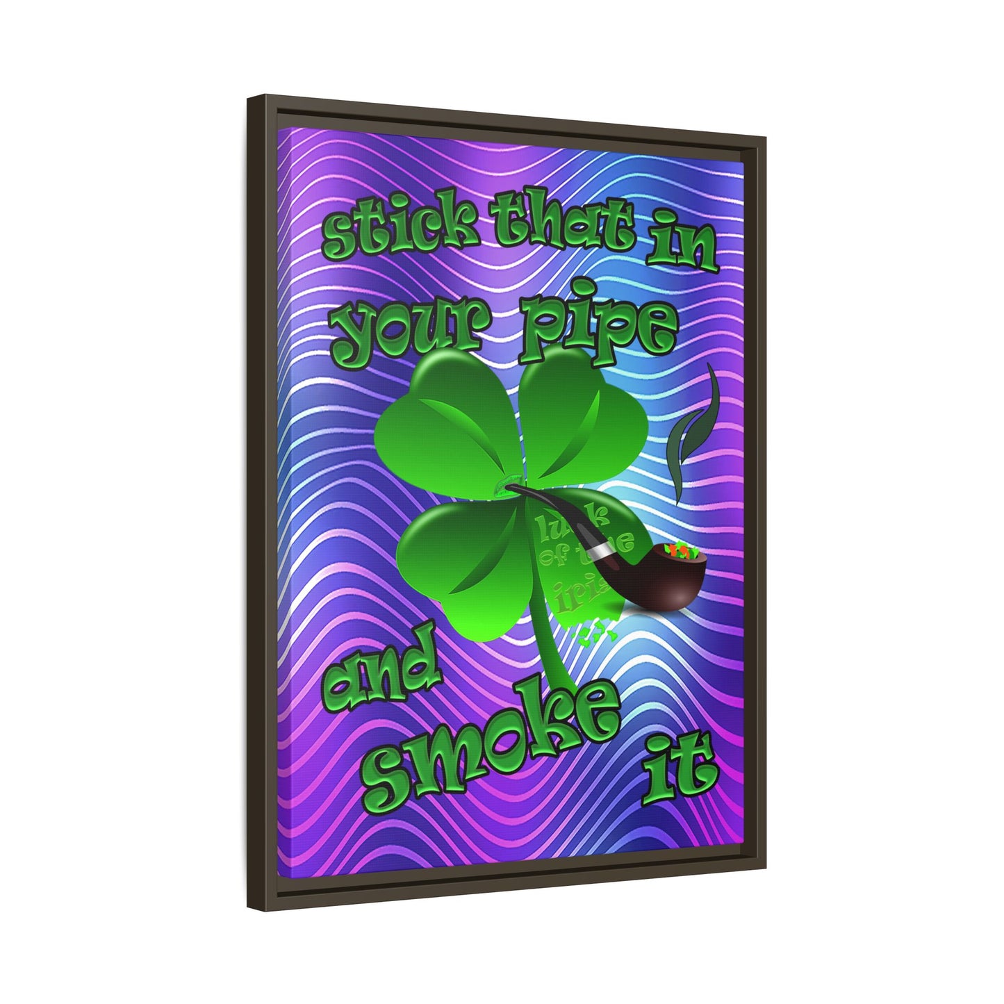 stick that in your pipe and smoke it - framed canvas art (purple wave)